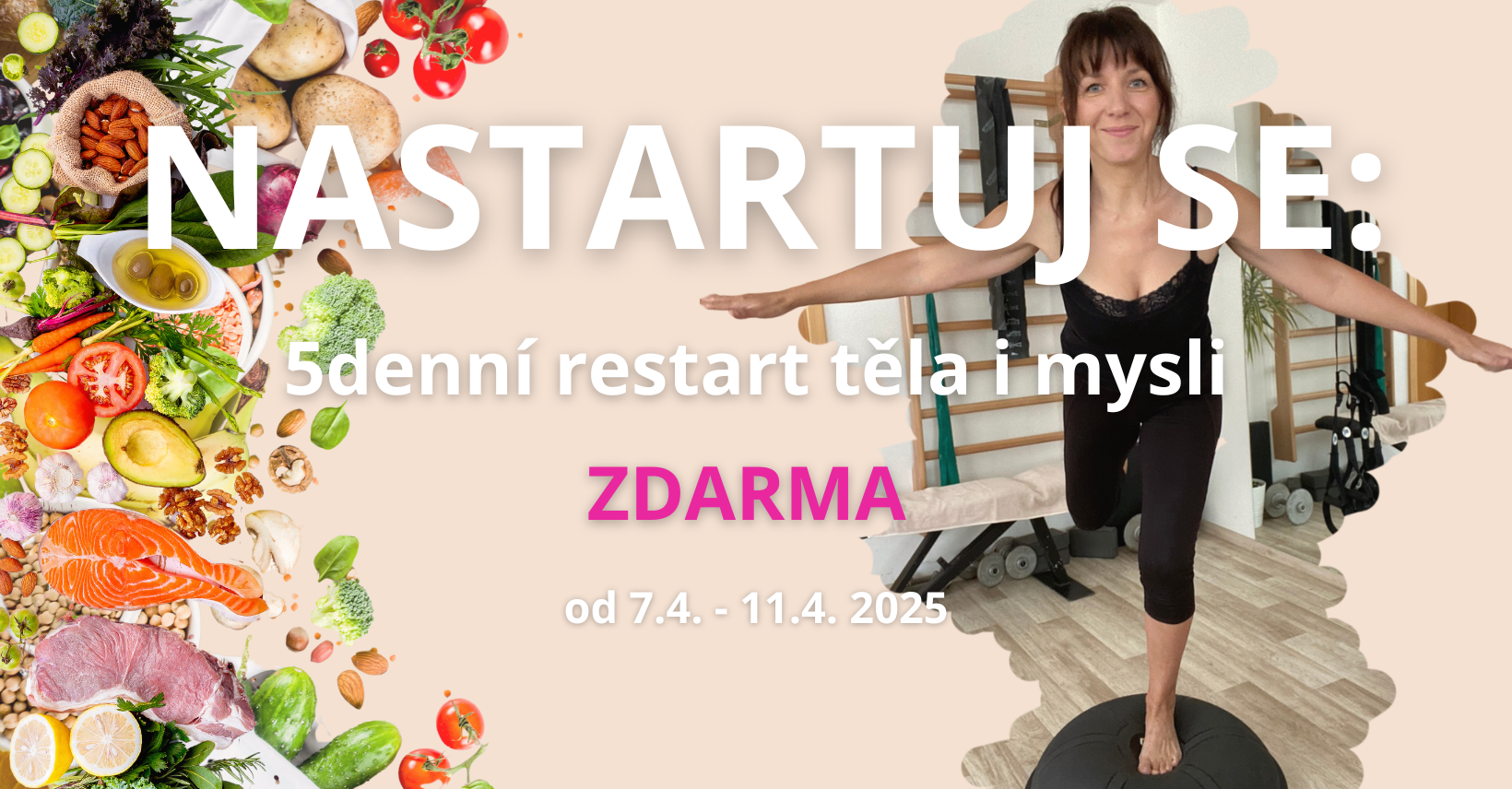 5denní online výzva pro ženy: Restart těla i mysli zdarma od 7. 4. do 11. 4. – Nastartuj svou energii, zpevni tělo a objev sílu zdravého pohybu!